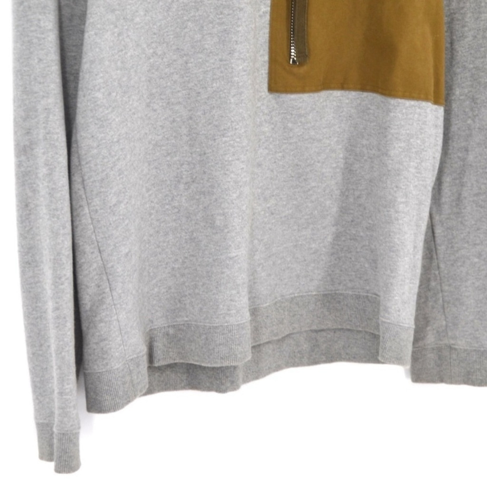 Valentino Made in Italy Gray Crewneck Sweatshirt with Contrast Tan Zip Pocket –M - Picture 7 of 13